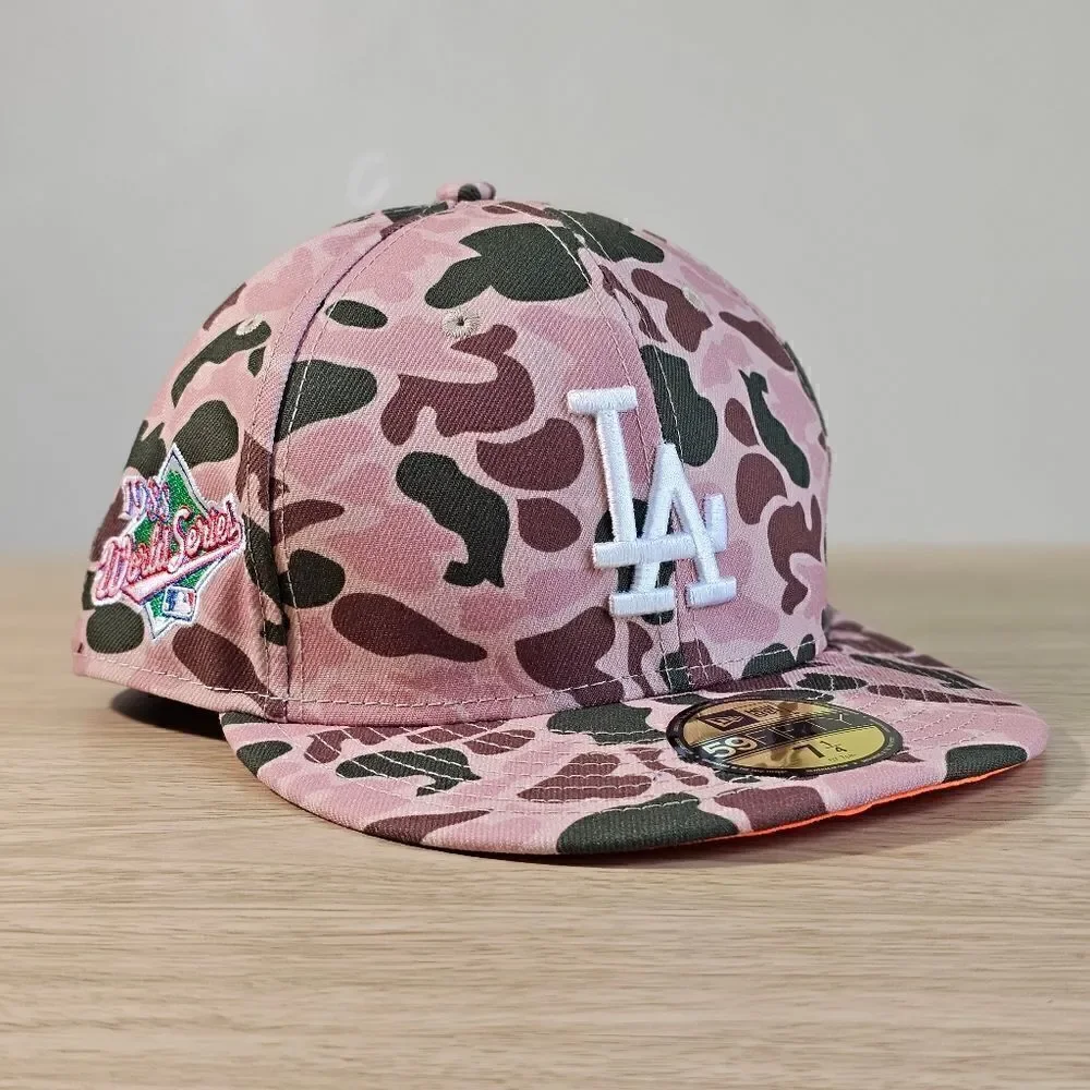 New Era Los Angeles Dodgers Duck Camo Hat Cap 59Fifty Brown Tan 1988 7 1/4 New